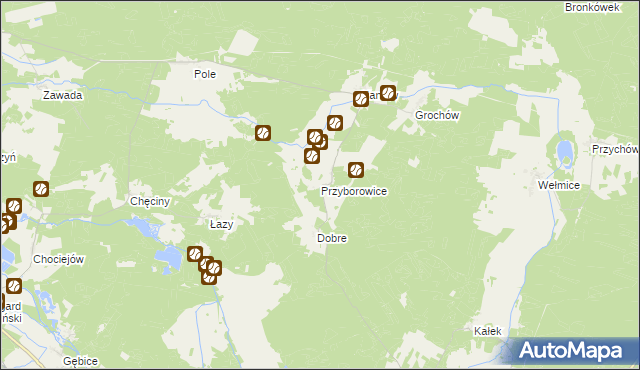 mapa Przyborowice gmina Gubin, Przyborowice gmina Gubin na mapie Targeo