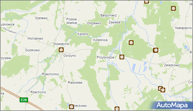 mapa Przybrodzie gmina Główczyce, Przybrodzie gmina Główczyce na mapie Targeo