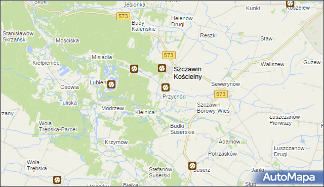 mapa Przychód gmina Szczawin Kościelny, Przychód gmina Szczawin Kościelny na mapie Targeo