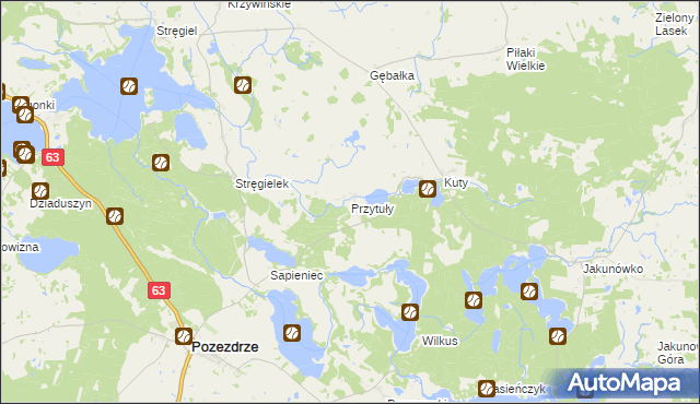 mapa Przytuły gmina Pozezdrze, Przytuły gmina Pozezdrze na mapie Targeo