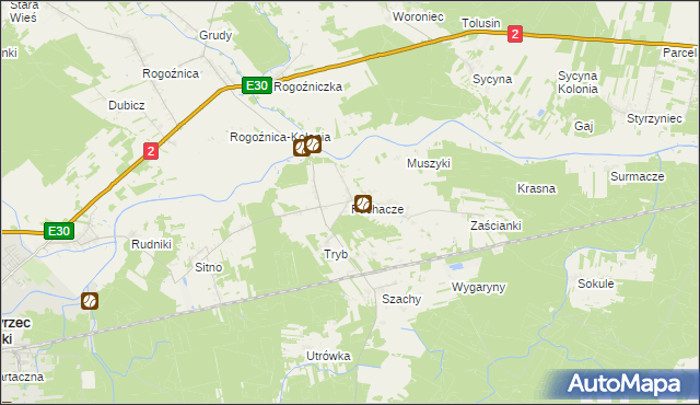 mapa Puchacze gmina Międzyrzec Podlaski, Puchacze gmina Międzyrzec Podlaski na mapie Targeo