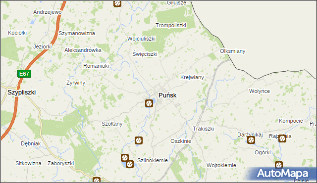 mapa Puńsk, Puńsk na mapie Targeo