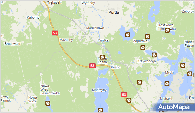 mapa Purda Leśna, Purda Leśna na mapie Targeo