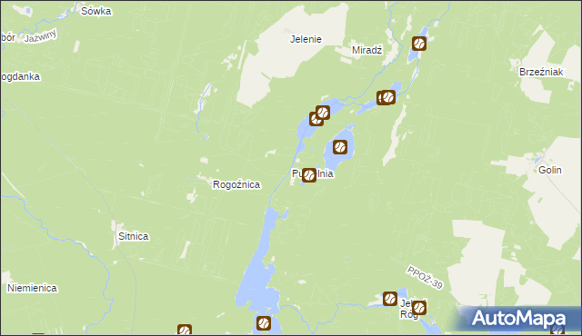 mapa Pustelnia gmina Człopa, Pustelnia gmina Człopa na mapie Targeo