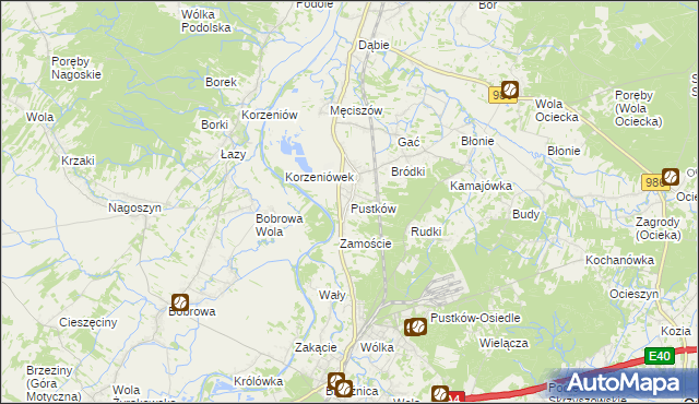 mapa Pustków gmina Dębica, Pustków gmina Dębica na mapie Targeo