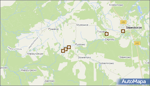 mapa Pustowo gmina Sławoborze, Pustowo gmina Sławoborze na mapie Targeo