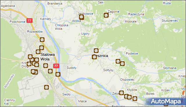 mapa Pysznica, Pysznica na mapie Targeo