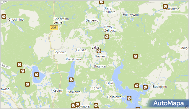 mapa Racław gmina Polanów, Racław gmina Polanów na mapie Targeo