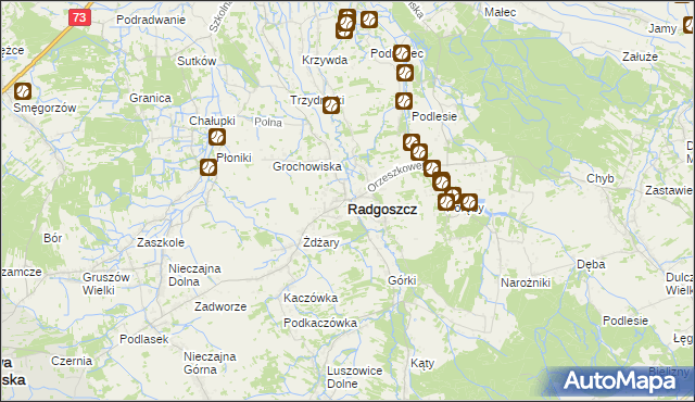 mapa Radgoszcz powiat dąbrowski, Radgoszcz powiat dąbrowski na mapie Targeo