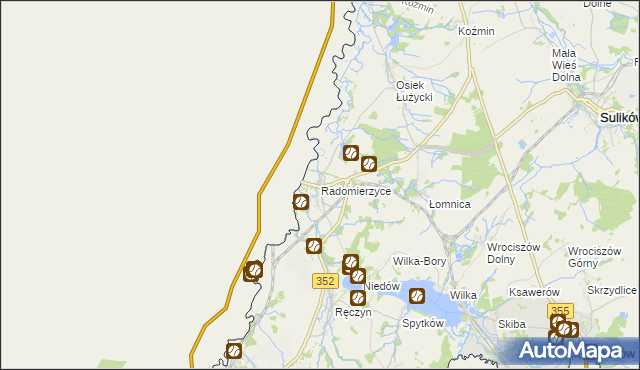 mapa Radomierzyce gmina Zgorzelec, Radomierzyce gmina Zgorzelec na mapie Targeo