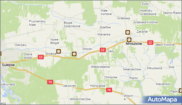 mapa Radonia gmina Mniszków, Radonia gmina Mniszków na mapie Targeo