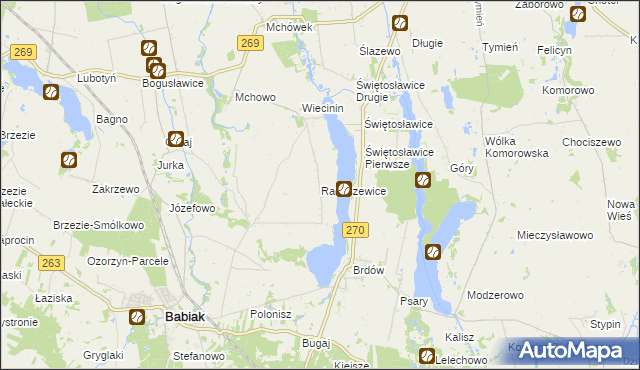 mapa Radoszewice gmina Babiak, Radoszewice gmina Babiak na mapie Targeo
