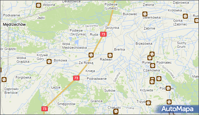 mapa Radwan gmina Szczucin, Radwan gmina Szczucin na mapie Targeo