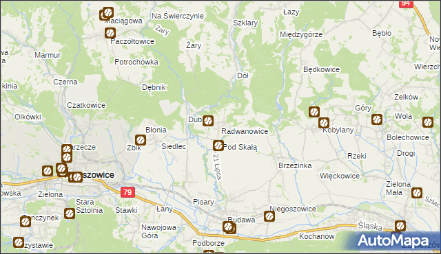 mapa Radwanowice, Radwanowice na mapie Targeo