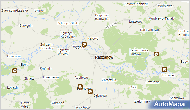 mapa Radzanów powiat mławski, Radzanów powiat mławski na mapie Targeo