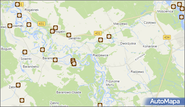 mapa Radzewice, Radzewice na mapie Targeo