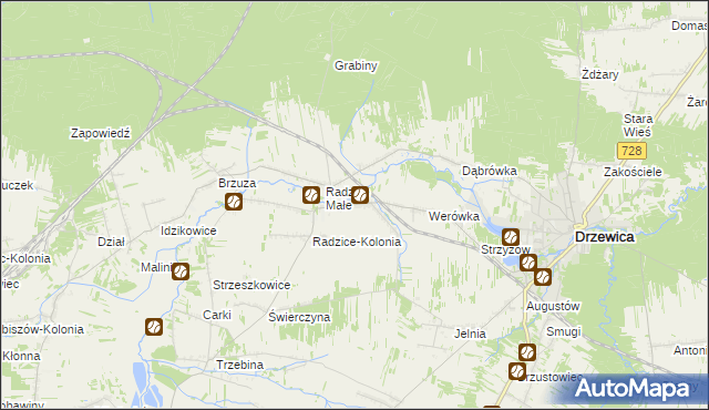 mapa Radzice Duże, Radzice Duże na mapie Targeo