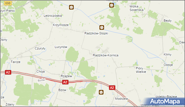 mapa Radzików-Kornica, Radzików-Kornica na mapie Targeo