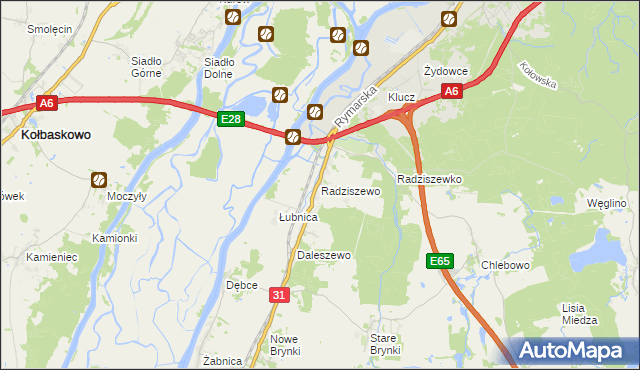 mapa Radziszewo gmina Gryfino, Radziszewo gmina Gryfino na mapie Targeo