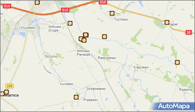 mapa Radziszewo gmina Stargard, Radziszewo gmina Stargard na mapie Targeo