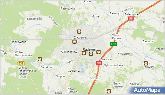 mapa Radzymin powiat wołomiński, Radzymin powiat wołomiński na mapie Targeo