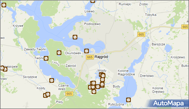 mapa Rajgród powiat grajewski, Rajgród powiat grajewski na mapie Targeo