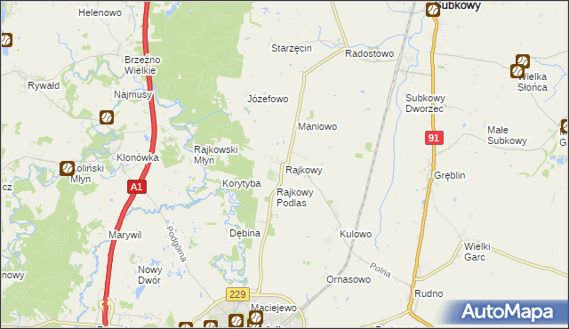 mapa Rajkowy, Rajkowy na mapie Targeo