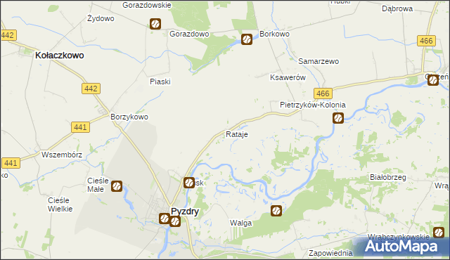 mapa Rataje gmina Pyzdry, Rataje gmina Pyzdry na mapie Targeo