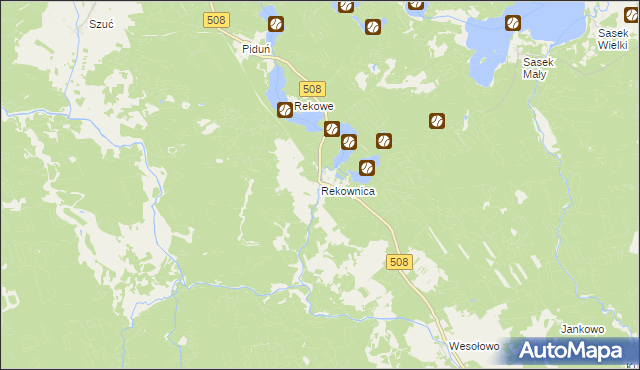 mapa Rekownica gmina Jedwabno, Rekownica gmina Jedwabno na mapie Targeo