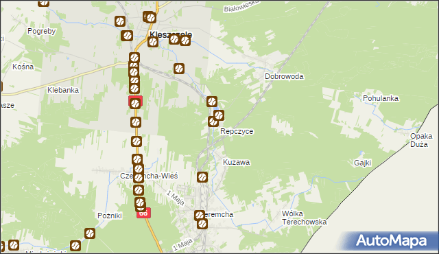 mapa Repczyce, Repczyce na mapie Targeo