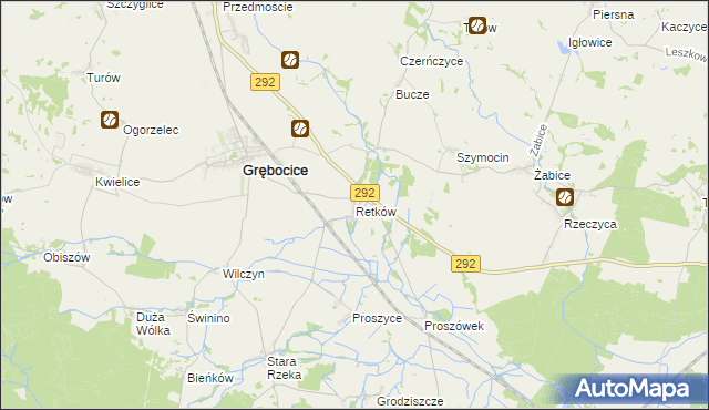 mapa Retków gmina Grębocice, Retków gmina Grębocice na mapie Targeo