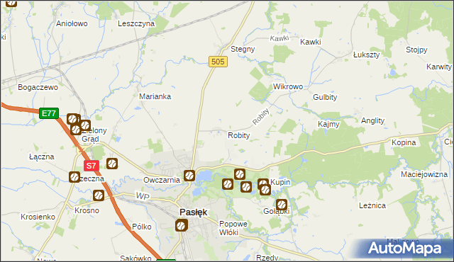mapa Robity gmina Pasłęk, Robity gmina Pasłęk na mapie Targeo