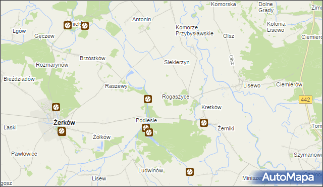 mapa Rogaszyce gmina Żerków, Rogaszyce gmina Żerków na mapie Targeo