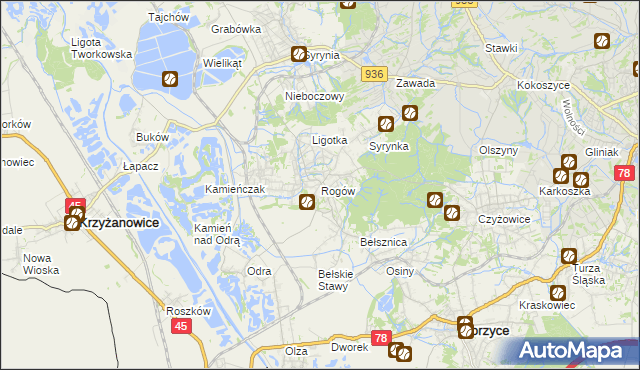 mapa Rogów gmina Gorzyce, Rogów gmina Gorzyce na mapie Targeo