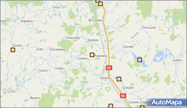 mapa Rogówko gmina Kowale Oleckie, Rogówko gmina Kowale Oleckie na mapie Targeo