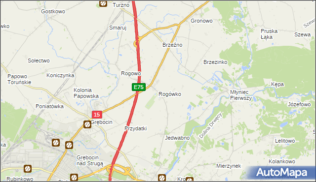 mapa Rogówko gmina Lubicz, Rogówko gmina Lubicz na mapie Targeo