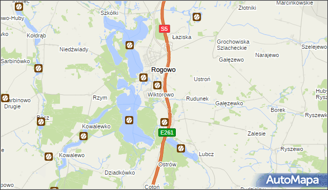 mapa Rogówko gmina Rogowo, Rogówko gmina Rogowo na mapie Targeo