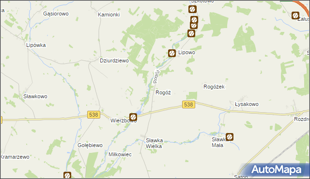 mapa Rogóż gmina Kozłowo, Rogóż gmina Kozłowo na mapie Targeo