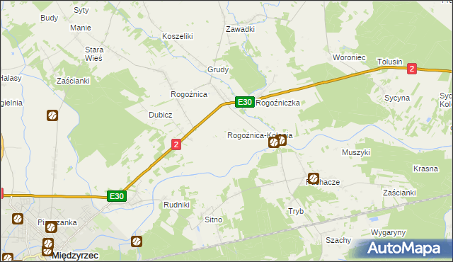 mapa Rogoźnica-Kolonia, Rogoźnica-Kolonia na mapie Targeo