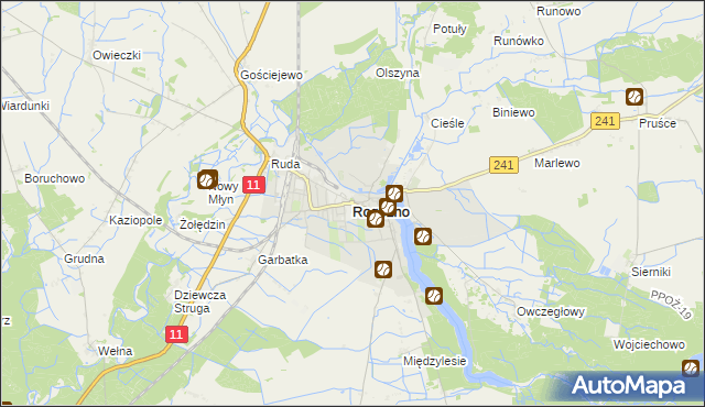 mapa Rogoźno powiat obornicki, Rogoźno powiat obornicki na mapie Targeo