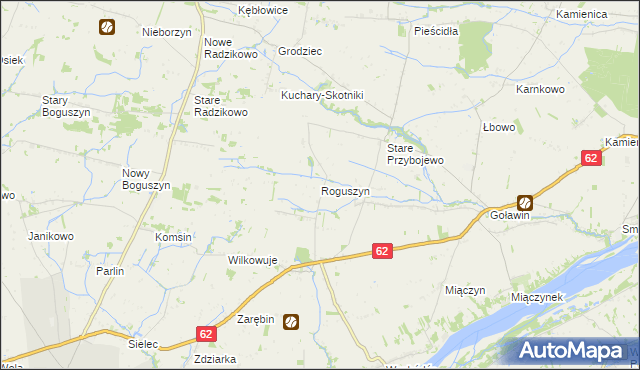 mapa Roguszyn gmina Czerwińsk nad Wisłą, Roguszyn gmina Czerwińsk nad Wisłą na mapie Targeo