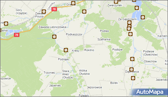 mapa Rokitno gmina Szczekociny, Rokitno gmina Szczekociny na mapie Targeo