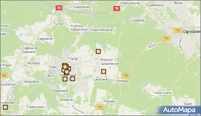 mapa Rokitno Szlacheckie, Rokitno Szlacheckie na mapie Targeo