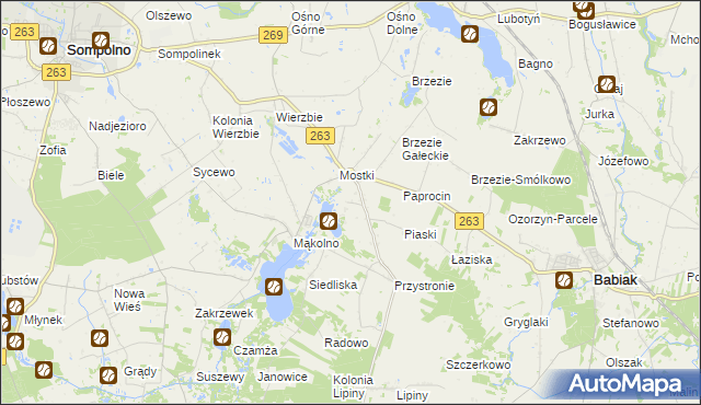 mapa Romanowo gmina Sompolno, Romanowo gmina Sompolno na mapie Targeo