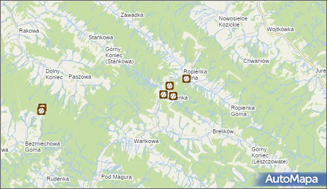 mapa Ropienka, Ropienka na mapie Targeo