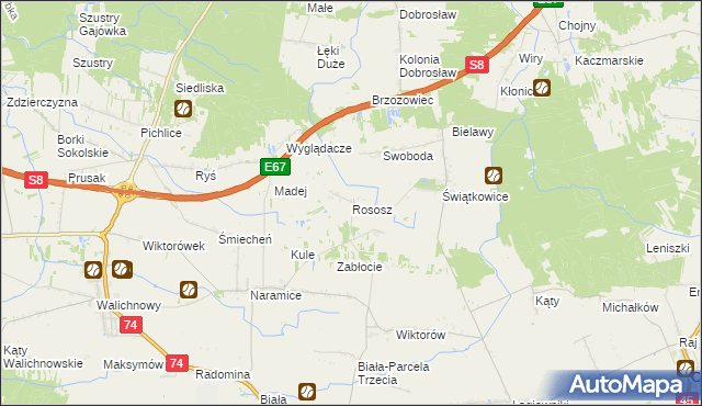 mapa Rososz gmina Biała, Rososz gmina Biała na mapie Targeo