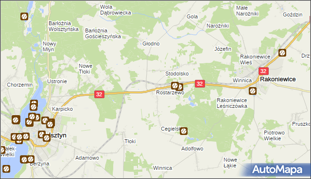 mapa Rostarzewo, Rostarzewo na mapie Targeo