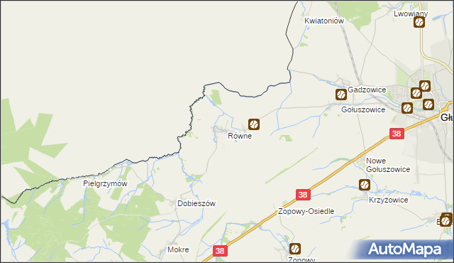 mapa Równe gmina Głubczyce, Równe gmina Głubczyce na mapie Targeo