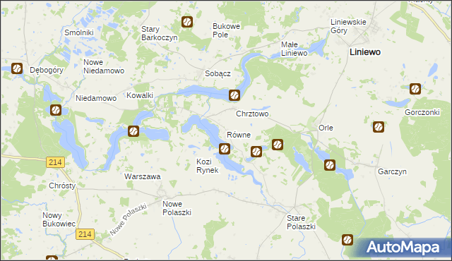 mapa Równe gmina Liniewo, Równe gmina Liniewo na mapie Targeo
