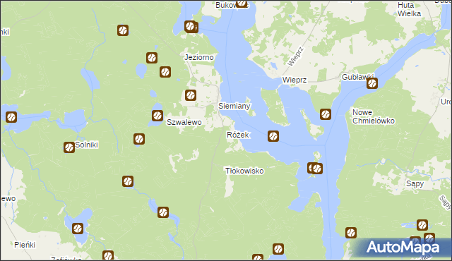 mapa Różek, Różek na mapie Targeo